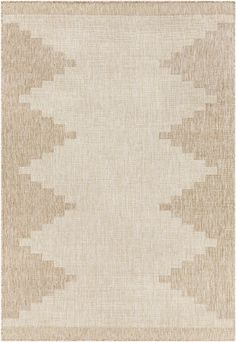 a beige rug with an abstract design on it