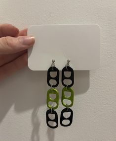 The can tabs used to make these earrings are recycled from actual used cans! They are hand put together to make these earrings. The black and green combo is perfect for halloween or Beetlejuice fans! Can Tab Earrings, Tab Earrings, Can Tabs, Green And Black, Beetlejuice, The Black, Jewelry Earrings Dangle, Etsy Earrings, Brooklyn