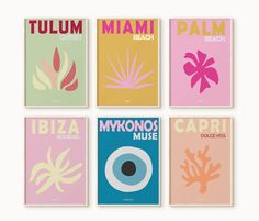 four posters with different types of plants on them