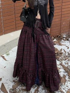 SPECIFICATIONSBrand Name: QiukichonsonMaterial: PolyesterStyle: gothicElasticity: Non StrechOrigin: Mainland ChinaCN: GuangdongSeason: All seasonFabric Type: BroadclothWaistline: DroppedPattern Type: PlaidFit Type: LOOSESilhouette: A-LINEDresses Length: Mid-CalfAge: JUNIORDecoration: RUFFLESPlace Of Origin: China (Mainland)is_customized: NoModel Number: 2023.12.15Gender: WOMEN size length(cm) waist(cm) hip(cm) S 93 68 94 M 97 72 98 Goth Skirts, Long Plaid Skirt, Womens Maxi Skirts, Ruffle Skirt, Long Skirt, Pleated Skirt, New Outfits, Dress Length, A Line Dress