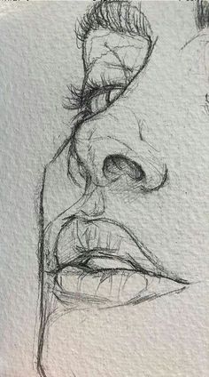 a drawing of a man's face with his mouth open