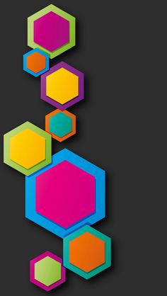 colorful hexagonal shapes on a black background