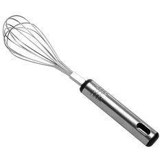 a metal whisk on a white background