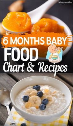 6 months baby food chart and recipes for babies to eat in the morning or night