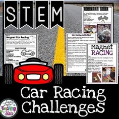 STEM Car Racing Activities Race Car Stem Activity, Lego Challenge Cards, Science Force And Motion, After School Clubs, Third Grade Activities, Steam Challenges, Lisa Taylor, Car Activities, Stem Classes