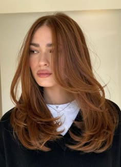 Lob Copper Hair, Light Auburn Hair Balayage, Red Hair Glaze, Light Auburn Hair Color With Highlights, Subtle Red Hair, Light Auburn Hair, Red Hair Inspo, Brown Hair Inspo