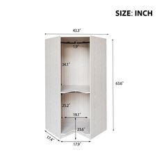 an image of a white cabinet with measurements