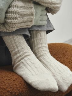 Editor's NotesLOEIL is a brand that presents differentiated looks through the harmony of everyday yet diverse colors.- Warm wool blended material used- Cable knitted ankle length socks- Soft and comfortable to wear- Daily point itemMeasurements (in.)- Foot Length: 8.86 in.- Ankle Length: 7.09 in.Composition & Care- 45% Wool, 40% Acrylic, 15% Span- Dry cleaningDesigner- by LOEIL Wool Stockings, Cable Knit Socks, Well Behaved Women, Printed Tights, Sock Knitting Patterns, Sock Patterns, Cute Socks, Wool Socks, Knitting Accessories