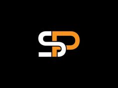 an orange and white letter s on a black background with the letters sp in it