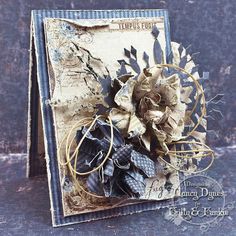 a close up of an altered book with flowers on the front and back cover,