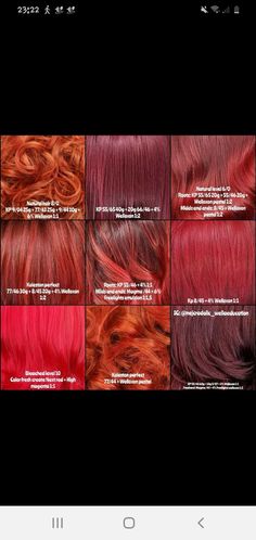 Wella Color Formulas Copper Red Hair, Wella Formulas, Copper Red Hair, Redken Hair Color, Shades Of Red Hair