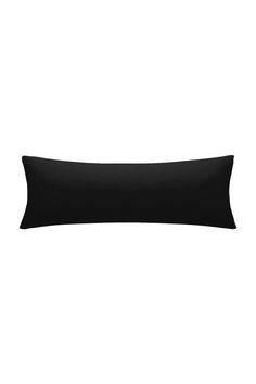 a black rectangular pillow on a white background