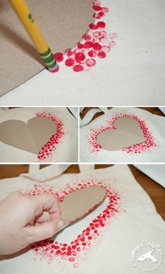 the process to make a heart - shaped paper bag