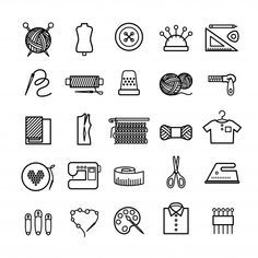 sewing related items are shown in this black and white illustration, which is part of a series of hand drawn doodles