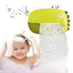 Our dinosaur bubble toddler bath toy add more fun to our kids bath time.Our dinosaur bubble bath machine can blow unbelievable rich and delicate bubbles, lots of continuous bubble,which makes baby's bath time more interesting .Kids always prefer to choose the brightly colored bathtub toys,this toddler bath toy is suitable to development of children both physically and mentally. Key Feature Music and Bubbles--Your dinosaur sings 12 classic childrens tunes, which can be switched at any time during Colored Bathtub, Green Bathtub, Harley Baby, Bathtub Wall, Bathroom Toys, Children Songs, Bath Toys For Toddlers, Baby Orange, Toddler Bath