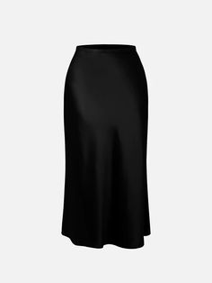 Silk-Like Satin Midi Slip Skirt Bias-Cut High Waisted Womens Skirt – OGLmove Silk Slip Skirt, Black Satin Skirt, Midi Slip Skirt, Capsule Wardrobe Work, Bias Cut Skirt, Clothing Staples, Slip Skirt, Asymmetrical Skirt, Silk Slip