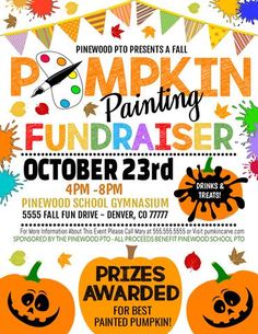 an advertisement for pumpkin painting fundraiser