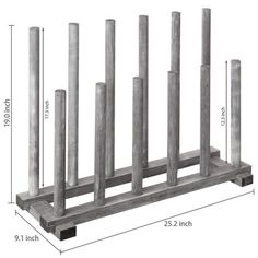 an image of a metal rack with four poles and one pole on each side, measurements