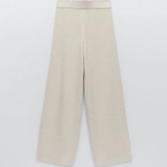 Nwt Zara Ecru Flared Wool Blend Knit Pants Brand New Zara Flared Knit Pants In Ecru High-Waisted, Wide-Leg Pants W/ Elastic Waistband & Side Slits At Hem Mixture Of Viscose (52%), Wool (23%), Polyamide (20%) & Cashmere (5%) Thanks For Looking!!! Elegant Beige Knit Bottoms, White Straight Pants For Winter, Chic White Winter Pants, Winter White Straight Pants, Cream Stretch Pants For Winter, White Knit Pants For Spring, Stretch Cream Pants For Winter, Fitted Knit Beige Bottoms, Spring White Knit Pants