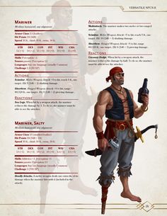 Pirate Stat Block 5e, Pirates Dnd 5e, One Piece Dnd 5e, Pirate Dnd Character, Dnd Pirate, Monsters Rpg, Dnd Npc