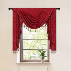 PRICES MAY VARY. ❤Material: Thick chenille fabric,elegant and soft. Without lining. ❤Size: 1 piece valance, 39" wide with 3" pocket, swag near 22"~24" long,cascade 43"~48" long. ❤How to measure: Measure the pole width from the bracket to bracket. That is the width of the valance width. ❤How to order: 1) Measure pole width. 2) Choose the color you want. 3) Just order valance. ❤Easy Care: Please iron valance in low heat to remove wrinkle from packing. ❤Size: 1 piece valance, 39" wide with 3" pocke Valances For Living Room, Waterfall Valance, Lace Valances, Swag Curtains, Window Curtains Living Room, Unique Curtains, Luxury Curtains, Custom Drapery, Curtain Valance