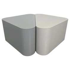 a white table with two curved sections on it