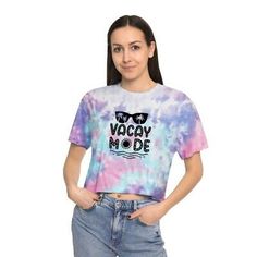 Vacay Mode Sunglasses Summer Beach Women's Tie-Dye Crop Tee | eBay Drop Shoulder Sleeve, Batik Shirt, Tie Dye Crop Top, Women's Tie, Womens Tie, Tie Dye Patterns, The 60s, Look Plus, Crop Tshirt