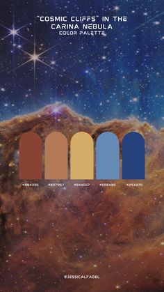 the color chart for cosmic cliffs in the carina negula