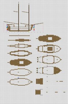 a cross stitch pattern with different types of boats