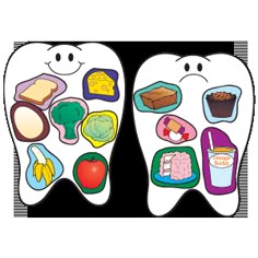 two toothbrushes with different foods on them