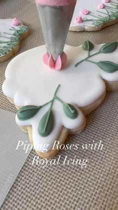 Rebekah Kamauu on Reels | This Will Destroy You · The Mighty Rio Grande Royal Icing Roses On Cookies, Piping Royal Icing Flowers, How To Make Royal Icing Flowers, Royal Icing Roses, Rainbow Sugar Cookies, Floral Cookies, Flower Sugar Cookies, Royal Icing Sugar, Royal Icing Flowers