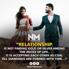 a man and woman holding hands with the caption,'real love is not finding gold or silver among others it is accepting each other as coal diamonds are formed with time