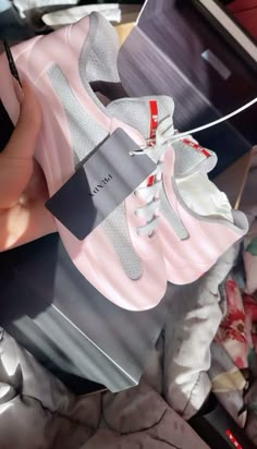 - 𝗳𝗼𝗹𝗹𝗼𝘄 𝟰 𝗺𝗼𝗿𝗲 ➚➚➚ Prada Shoes Outfit, Sneakerhead Room, Dress Sneakers, Pretty Sneakers, Trendy Shoes Sneakers, Pink Lifestyle, Fly Outfit