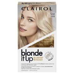 Clairol Blonde It Up Permanent Hair Color Lightening Kit, Platinum Blonde, 1 Application, Hair Dye. Clairol Blonde It Up Permanent Hair Color Lightening Kit, Platinum Blonde Size: 1 Kit. Color: Silver. Platinum Blonde Hair Color, Dyed Blonde Hair, How To Lighten Hair, Shimmer Lights, Cool Blonde, Permanent Hair Dye, Sally Beauty, Shades Of Blonde, Platinum Blonde Hair