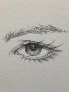 a drawing of an eye with long lashes