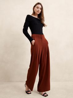 Ultra High-Rise Wide-Leg Pant | Banana Republic Factory Executive Director Wardrobe, Women’s Pants, Pleated Wide Leg Pants, Green Drapes, Drape Pants, Curated Closet, Urban Outfitters Accessories, Fall Jeans, She Is Clothed