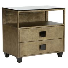 an end table with two drawers on one side and a drawer on the other hand