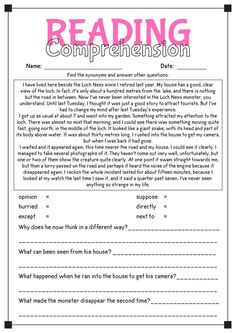 reading worksheet for grade 1 students with answers and examples to help them understand what they are reading