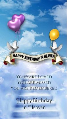 a birthday card with two balloons in the sky and a banner that says, you are loved