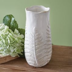 Stoneware Fern Vase Tabletop Shelf, Fern Design, Leaf Vase, Fern Leaf, Branch Decor, Elements Of Nature, Seasonal Flowers, Classic Interior, Leaf Design