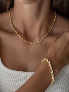 If you've been looking for easy and amazing layered looks, this Rope necklace and bracelet  is a must-have. Wear it alone, or with your other favorite chains.  ♥Tarnish resistant M A T E R I A L S:  All components are 18k gold filled.  - Comes in a beautiful ready for gift giving C U R R E N T ∙ P R O D U C T I O N ∙ T I M E S  All items are made to order so please allow 3-5 business days. Ethically sourced & hand-crafted with love + care in California. ------------------------------------------------ ENTER OUR SHOP HERE www.anakicollection.etsy.com ♥BUY WITH CONFIDENCE♥ There is nothing we want more than a happy customer and we take customer service very seriously! If you have any issues with our jewelry, please contact us! We always do our best to help our customers and are very responsi Luxury Gold Bracelet Rope Chain Gift, Luxury Rope Chain Bracelet Gift, Necklace Rope, Pretty Jewelry Necklaces, Necklace Layered, Gold Rope Chains, Wedding Jewellery Necklace, Rope Necklace, Layered Necklace