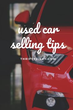 a red car with the words used can sell tips