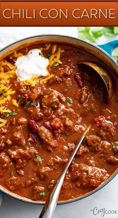 chili con carne with beans, and cheese Chili Con Carne Recipe, Carne Recipe, Con Carne Recipe, Cuts Of Beef, Cooking With Beer, Freezer Meal, Spicy Chili