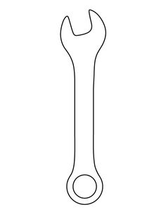 a black and white drawing of a wrench