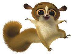 a cartoon squirrel is standing on one leg and has his arms in the air with its paws out