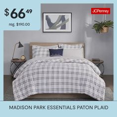 the madison park essentials paton plaid bedding is $ 69 99