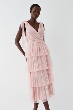 Bridesmaids Maxi Dress, Dress With Pleats, Maxi Bridesmaid Dresses, Wedding Theme Colors, Bridal Party Dresses, Pink Maxi Dress, Long Bridesmaid Dresses, On Repeat, Tie Dress