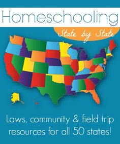 a map with the words homeschooling state by state laws, community & field trip resources for all 50 states