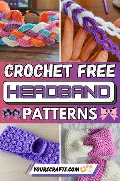 crochet free headband patterns with text overlay