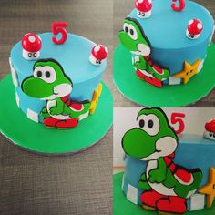 the cake is decorated with an image of a cartoon character